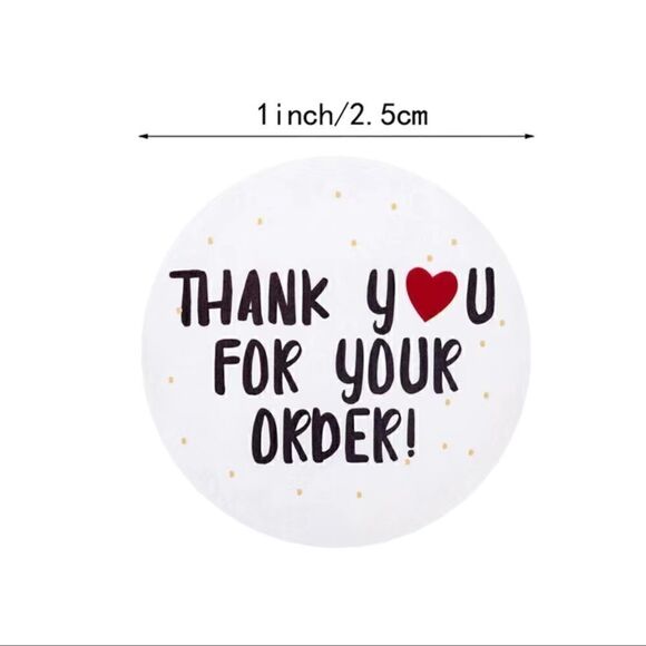 500 Pieces/roll 1inch Thank You For Ordering Sticker Gift White Label Sticker - Picture 2 of 4